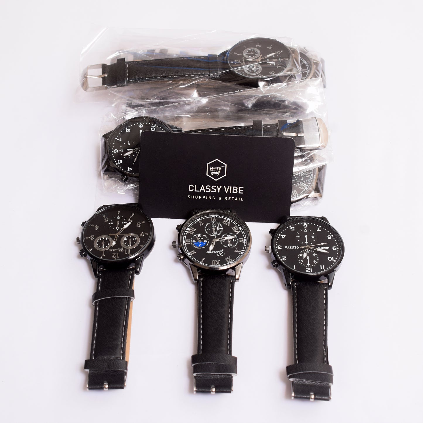 Quartz Watch with Faux Leather Strap