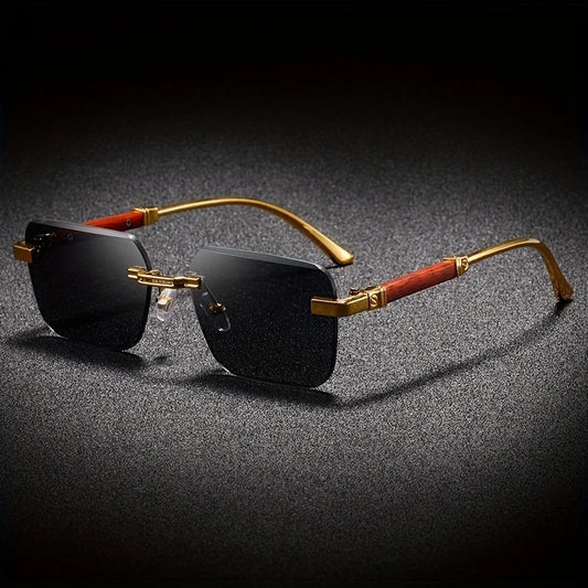 Elegant Unisex Gradient Frameless Fashion Glasses - Stylish Dark Lenses