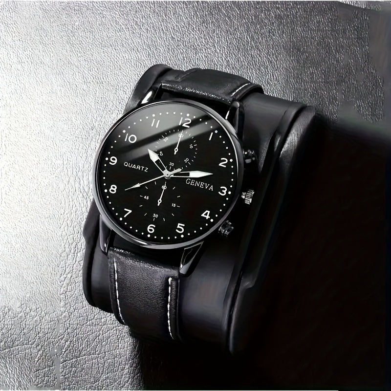 Quartz Watch with Faux Leather Strap
