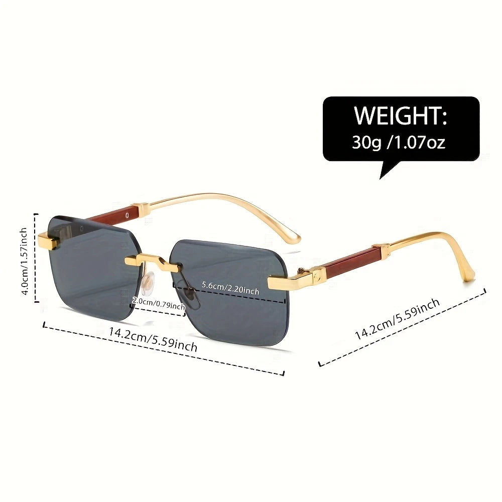 Elegant Unisex Gradient Frameless Fashion Glasses - Stylish Dark Lenses